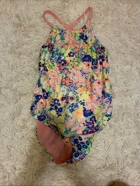 crown & ivy Kids Pink Floral One-Piece Swimsuit